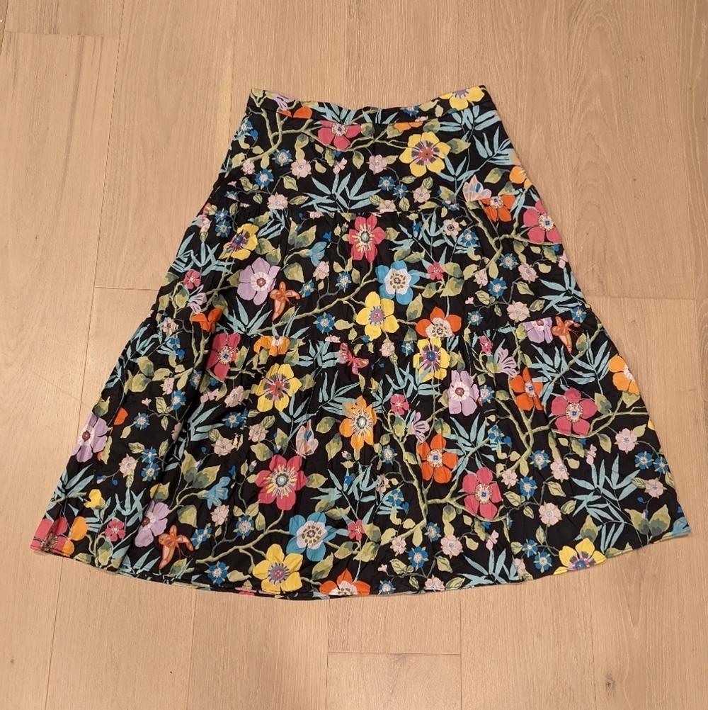 J. Crew Floral A-Line Skirt - Black Multicolor
